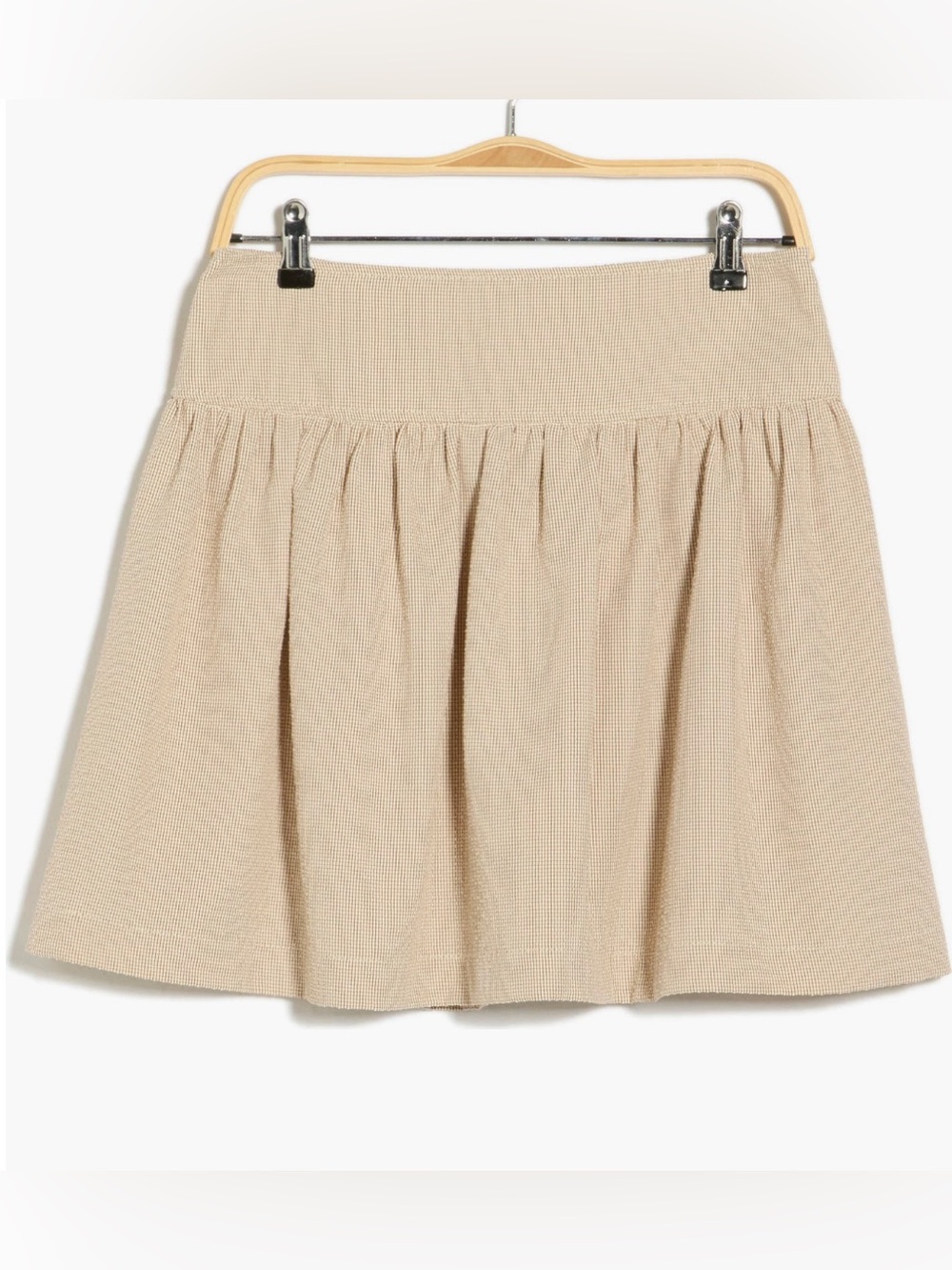 Max Studio Beige Gathered Mini Skirt
